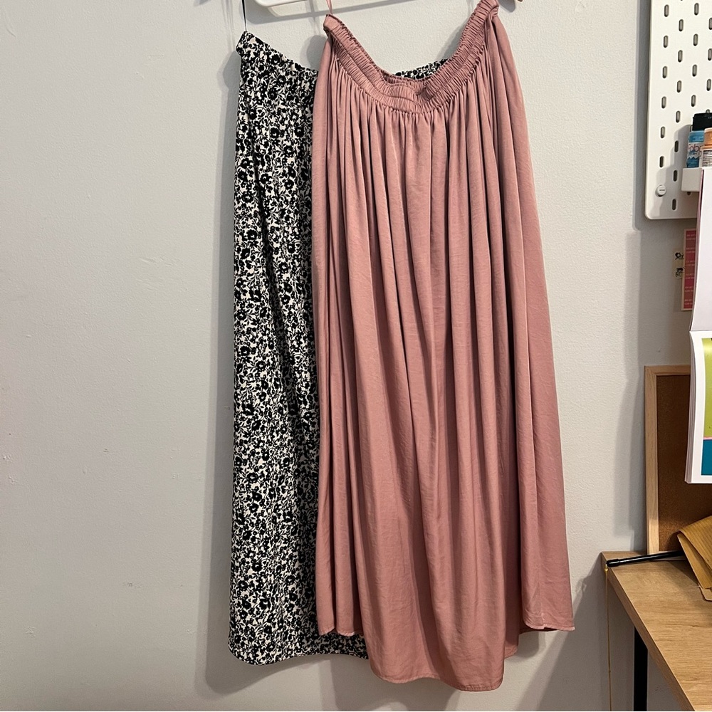 Uniqlo Long Maxi Skirts Bundle - Dusty Pink and Floral - Large